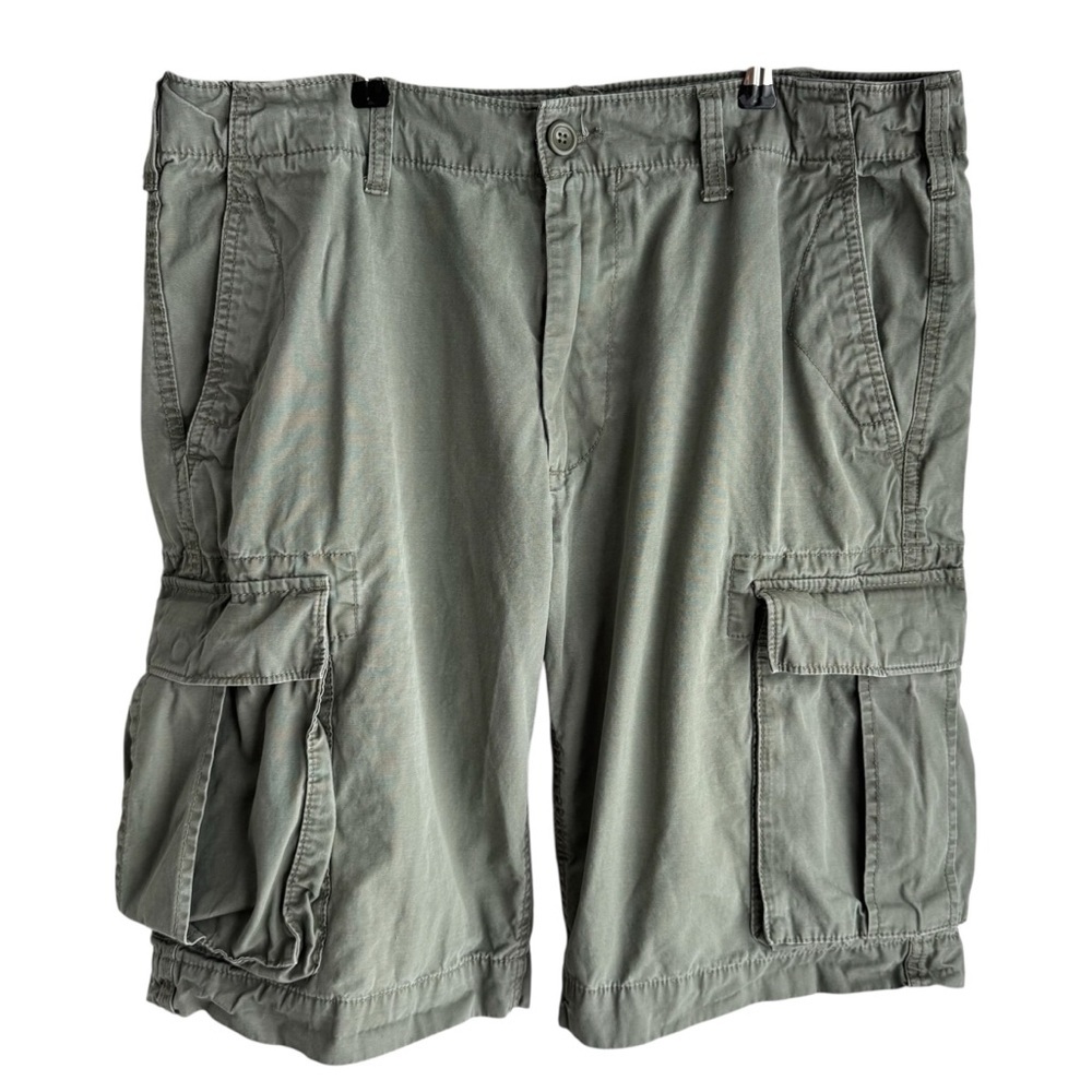 Gap Khaki Lived In Short 11.5" Inseam Mens L Green Cargo Shorts Pockets Hiking